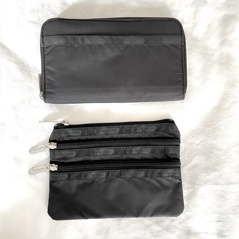 LeSportsac Bundle Wallet and Cosmetic Pouch Bag Black
